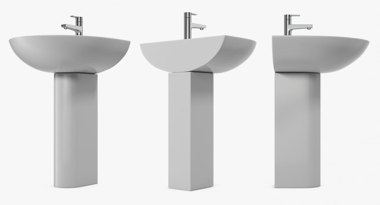 Wash Basin with Full Pedestal 3D model