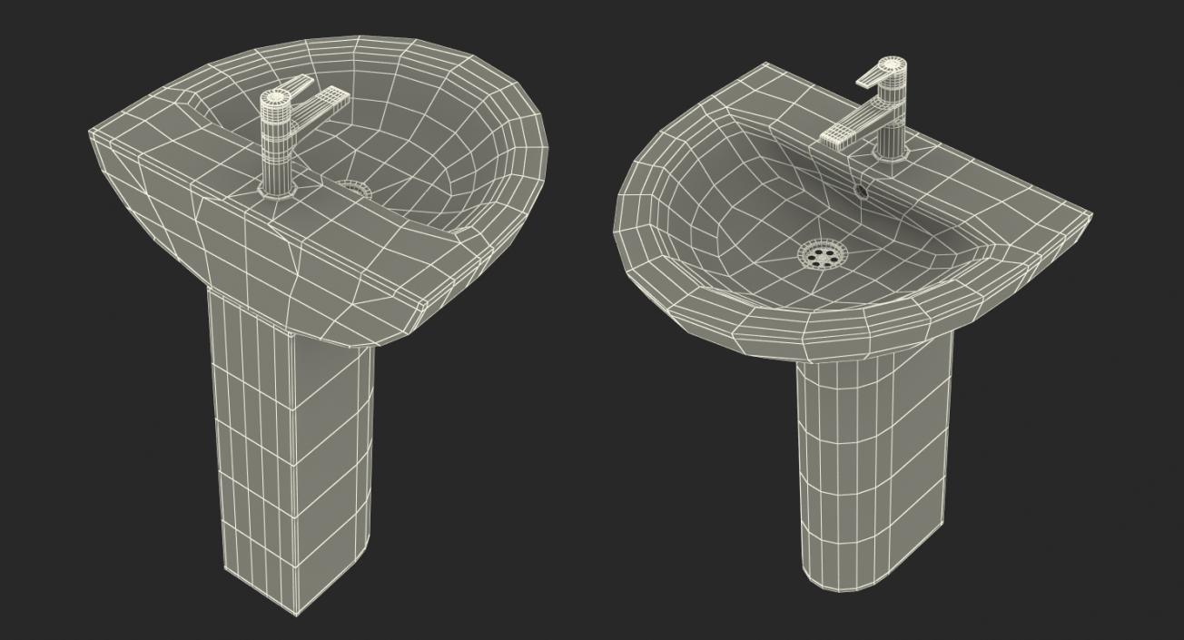 Wash Basin with Full Pedestal 3D model