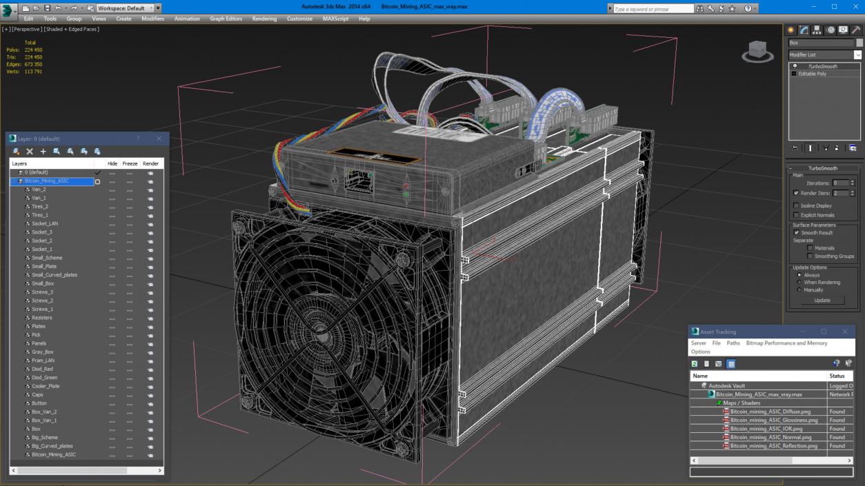 Bitcoin Mining ASIC 3D model