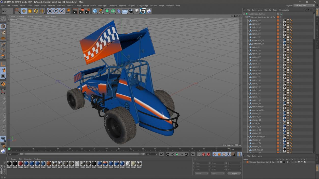 3D Winged American Sprint Car