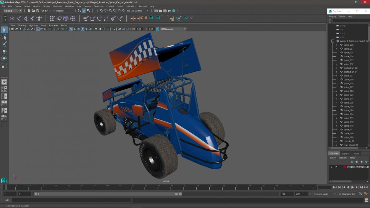 3D Winged American Sprint Car