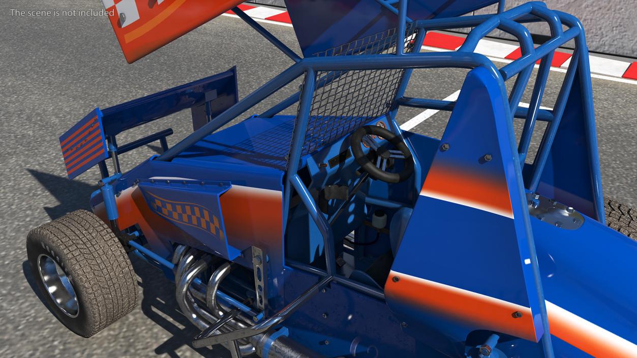 3D Winged American Sprint Car