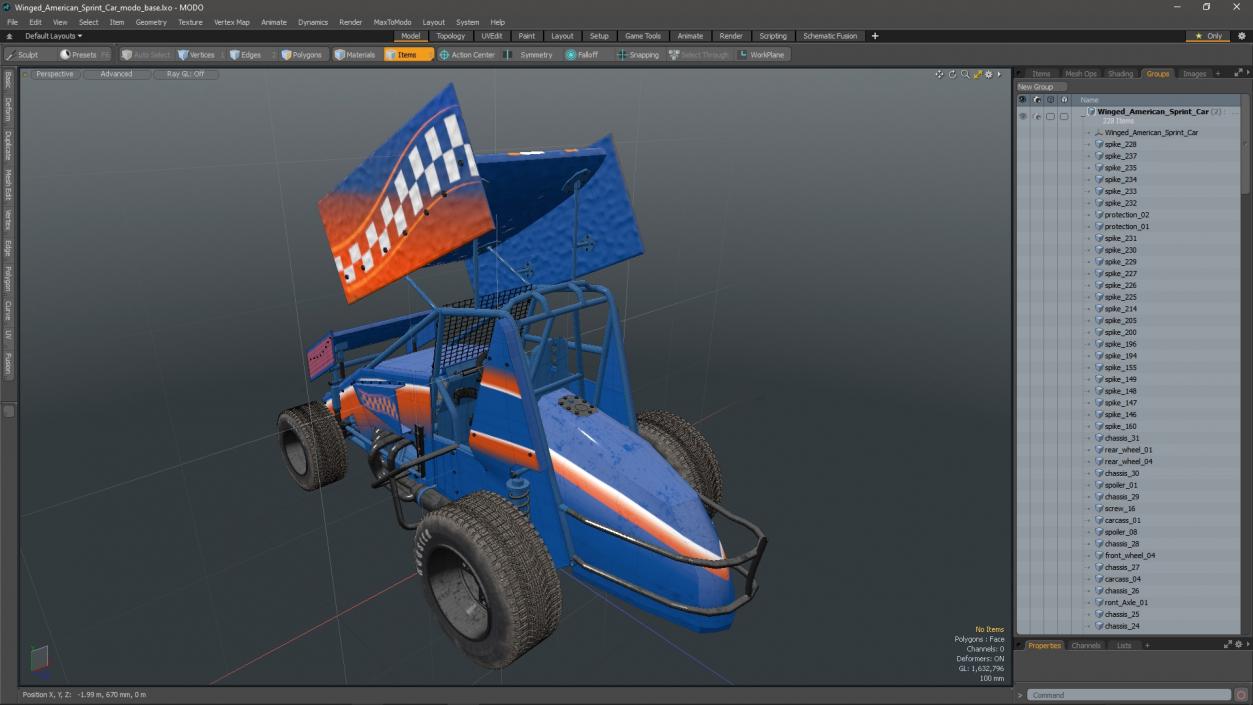 3D Winged American Sprint Car