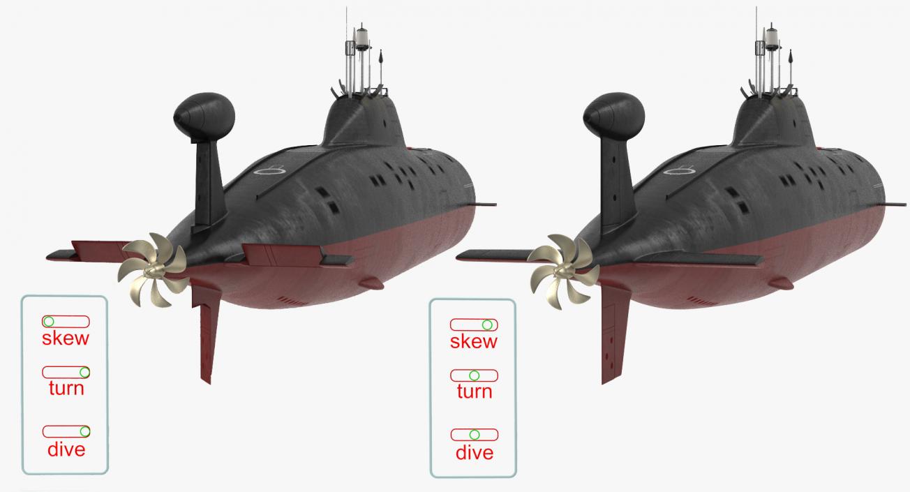 Military Submarines Rigged Collection 3D