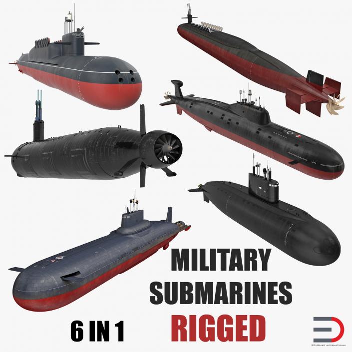 Military Submarines Rigged Collection 3D