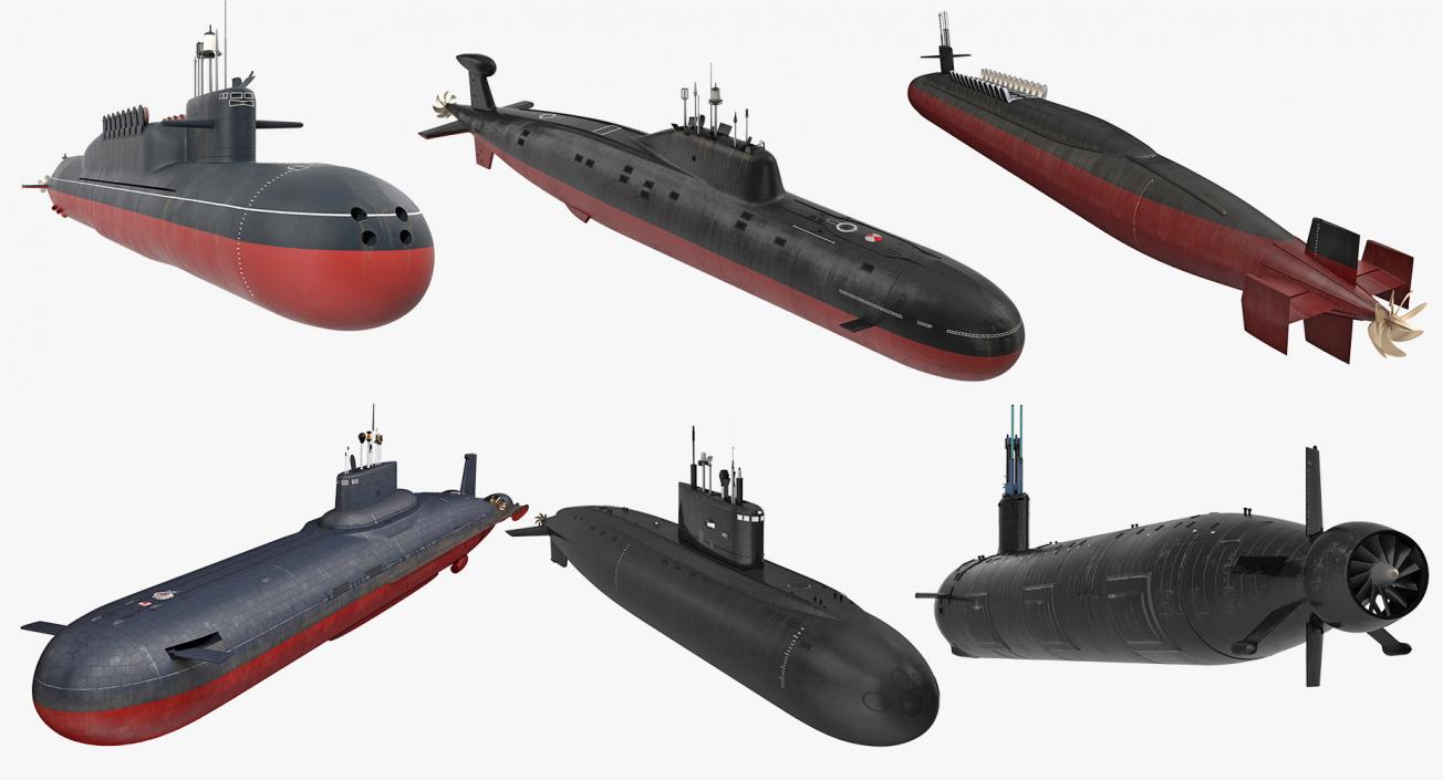 Military Submarines Rigged Collection 3D