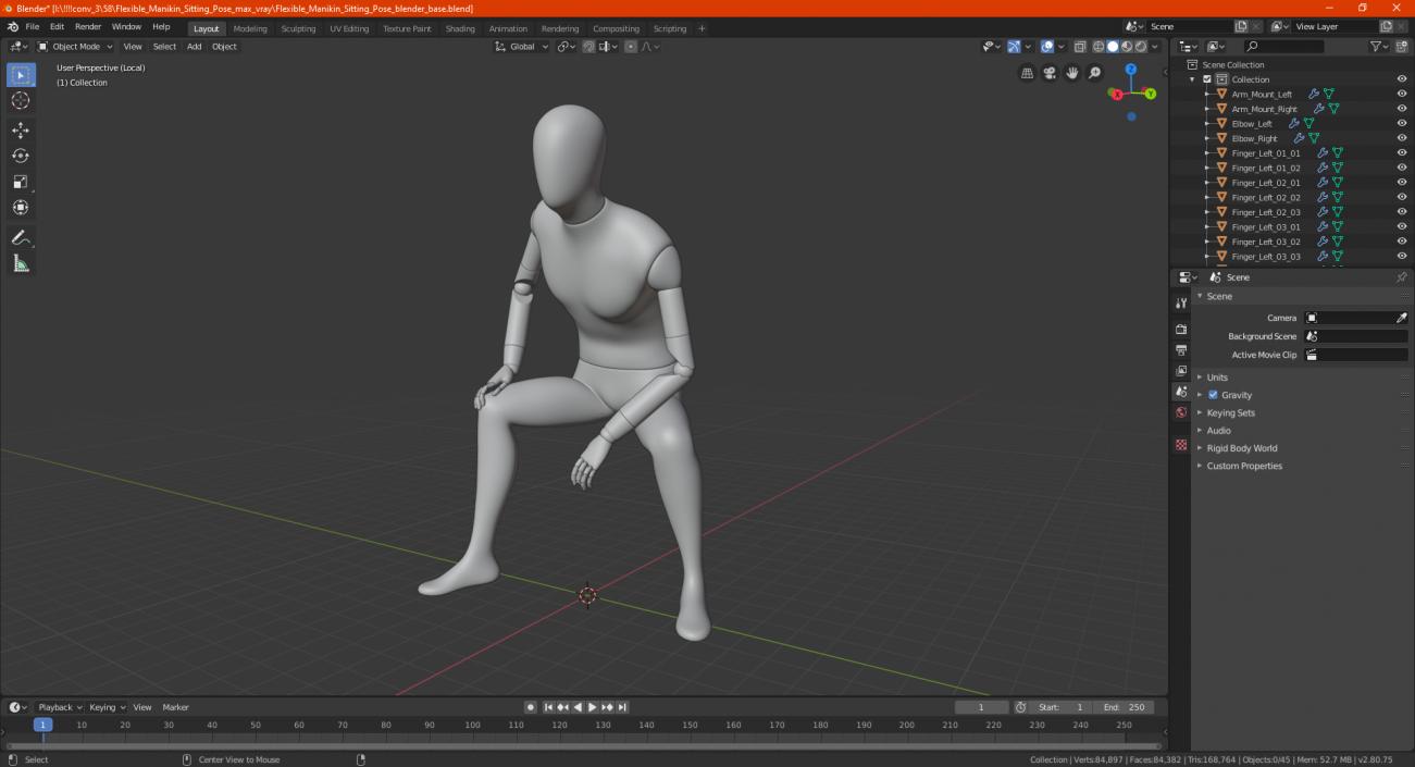 Flexible Manikin Sitting Pose 3D model