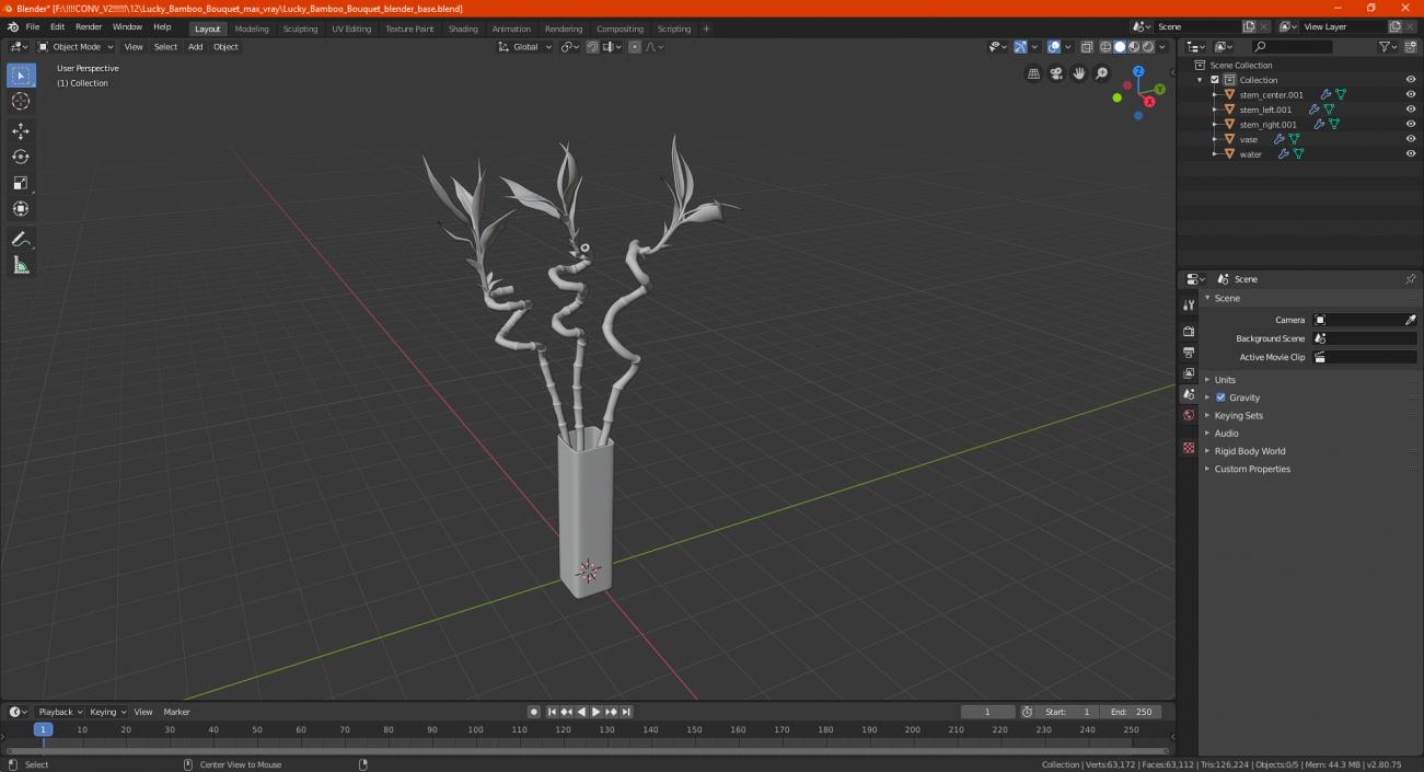 3D model Lucky Bamboo Bouquet