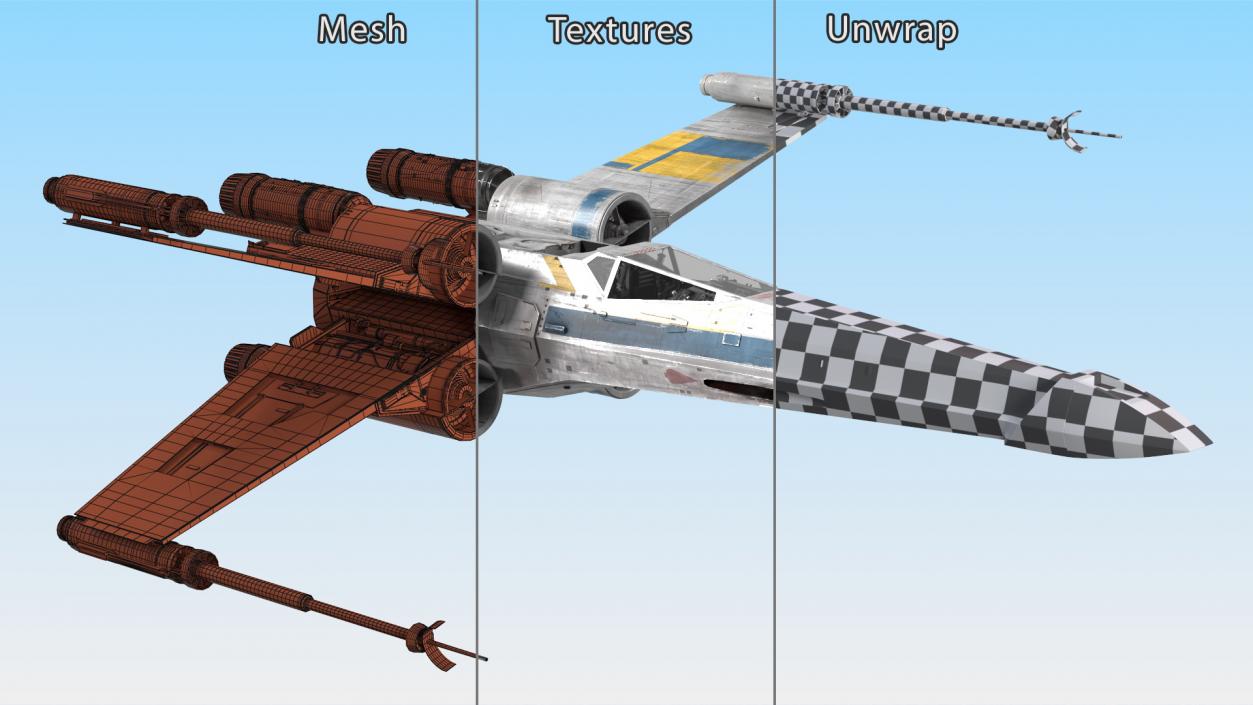 Space Fighter X-Wing Starship 3D model