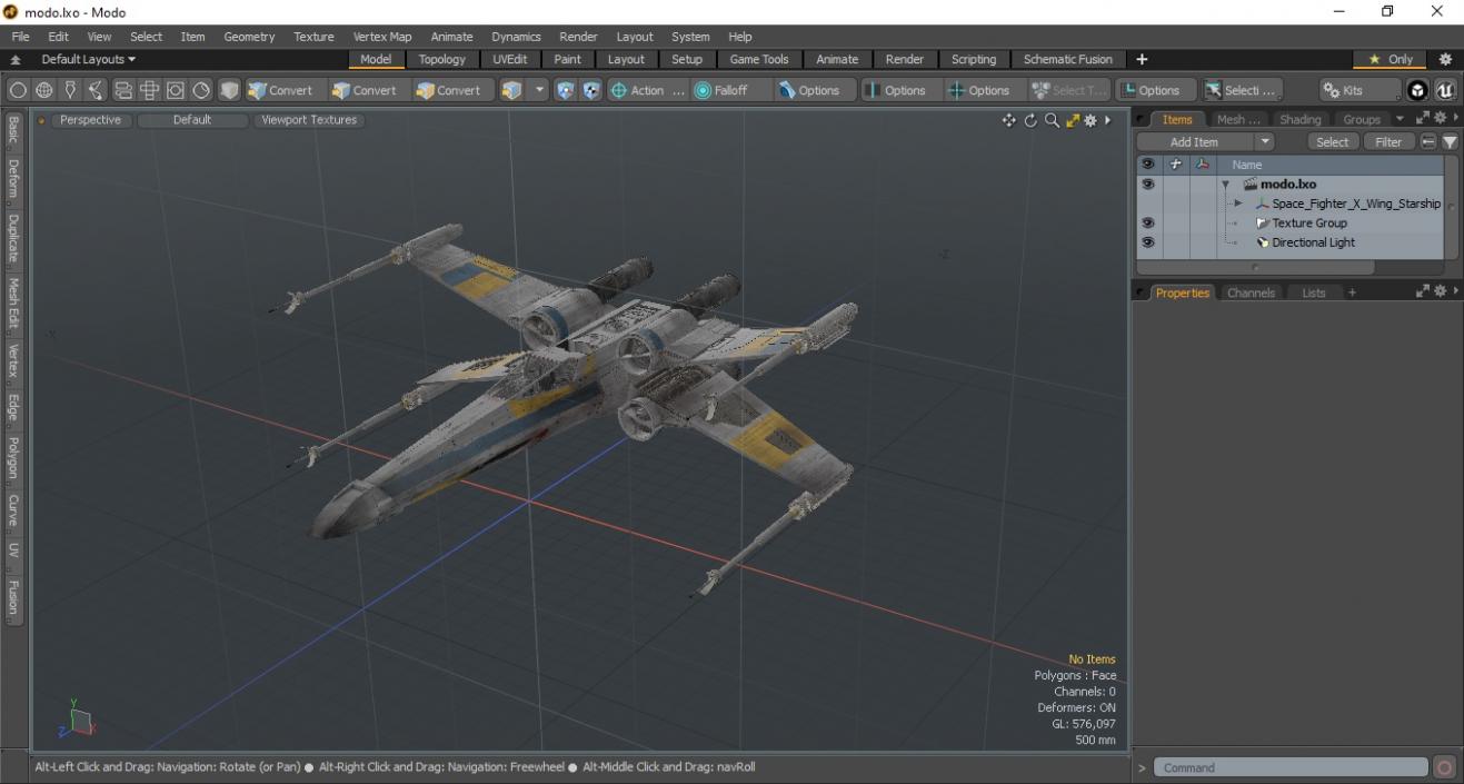 Space Fighter X-Wing Starship 3D model