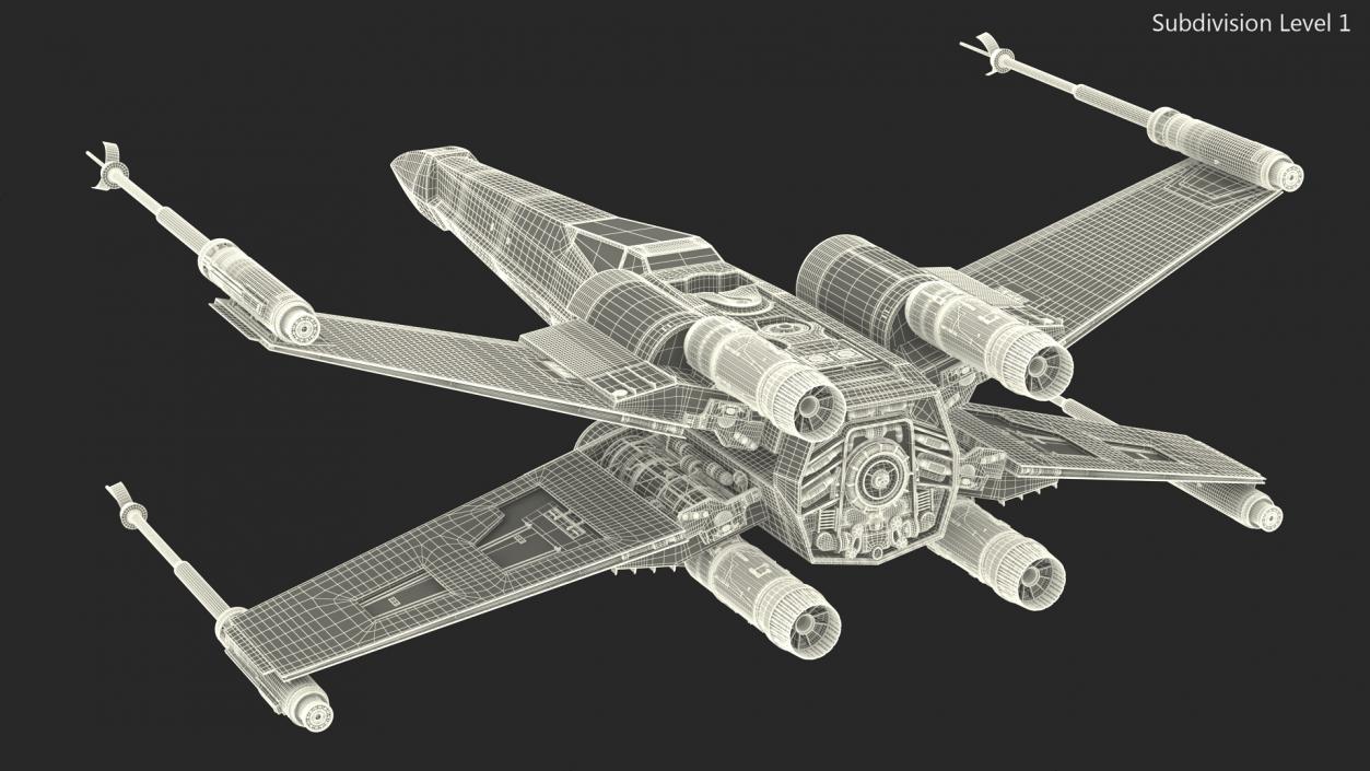 Space Fighter X-Wing Starship 3D model