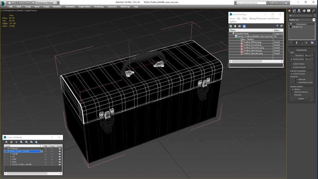 3D Sturdy Toolbox Metallic model