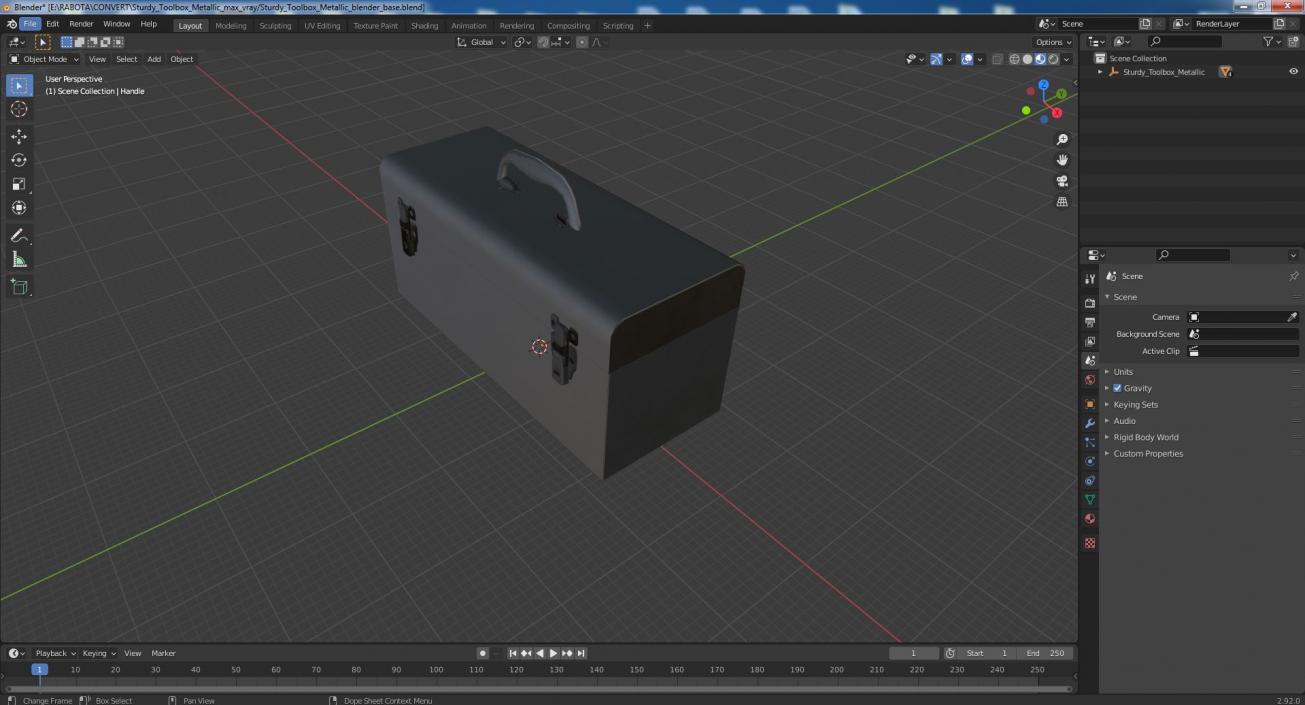 3D Sturdy Toolbox Metallic model