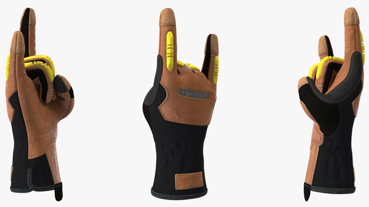 Safety Leather Gloves with Knuckle Guards Sign of the Horns 3D model