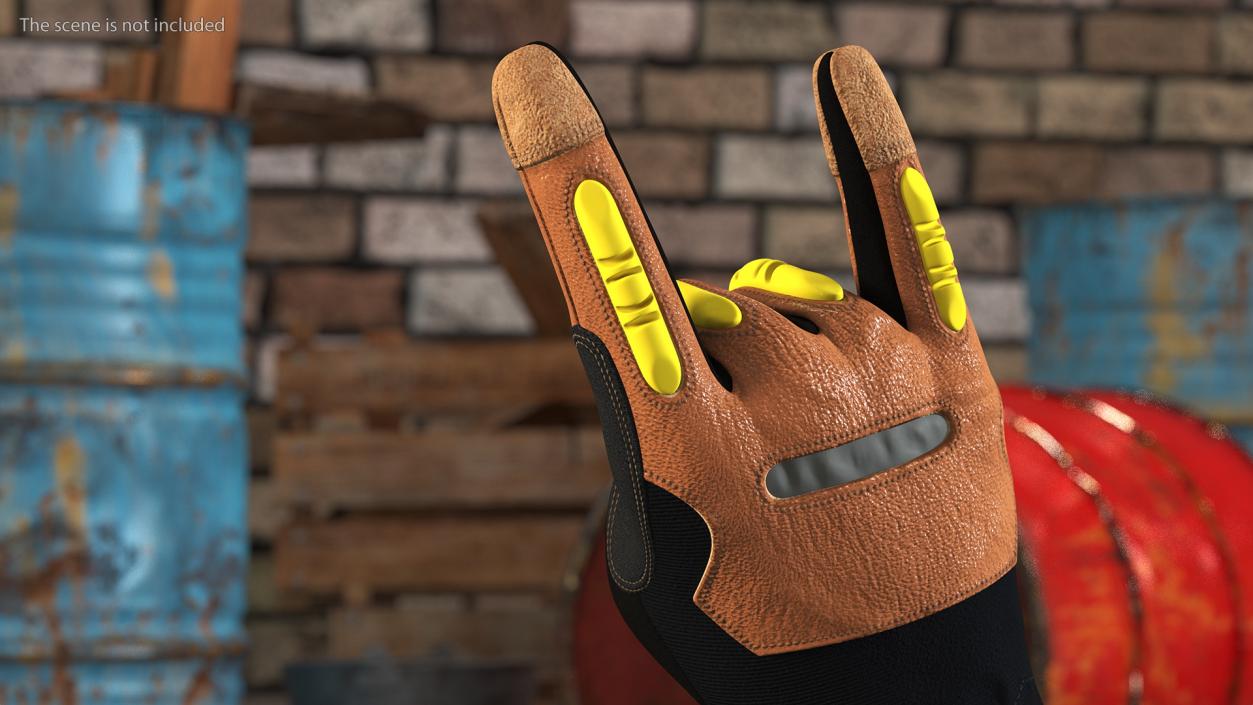 Safety Leather Gloves with Knuckle Guards Sign of the Horns 3D model