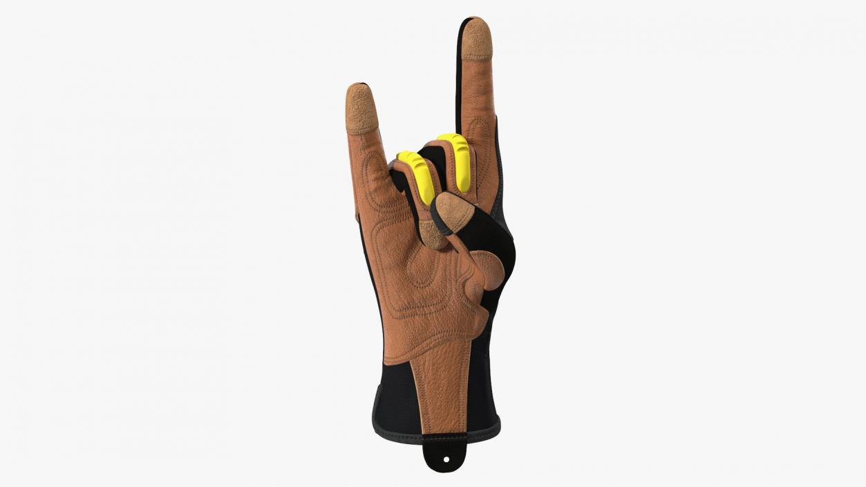 Safety Leather Gloves with Knuckle Guards Sign of the Horns 3D model