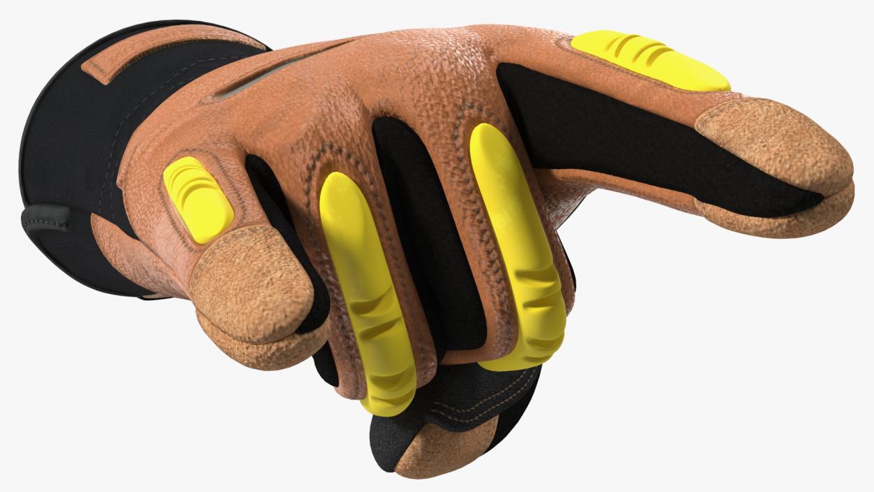 Safety Leather Gloves with Knuckle Guards Sign of the Horns 3D model