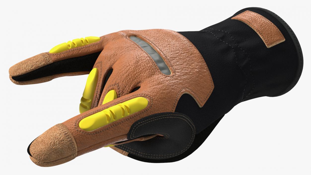 Safety Leather Gloves with Knuckle Guards Sign of the Horns 3D model