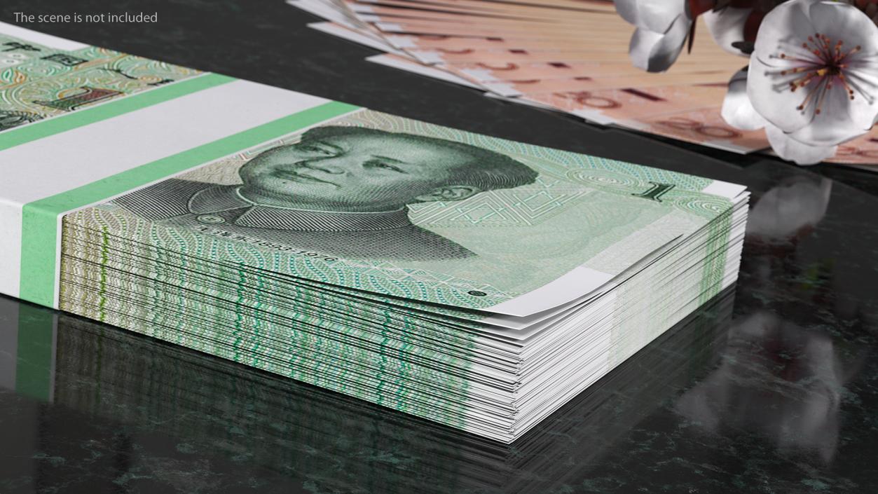 Pack of Chinese 1 Yuan 2019 Banknotes 3D