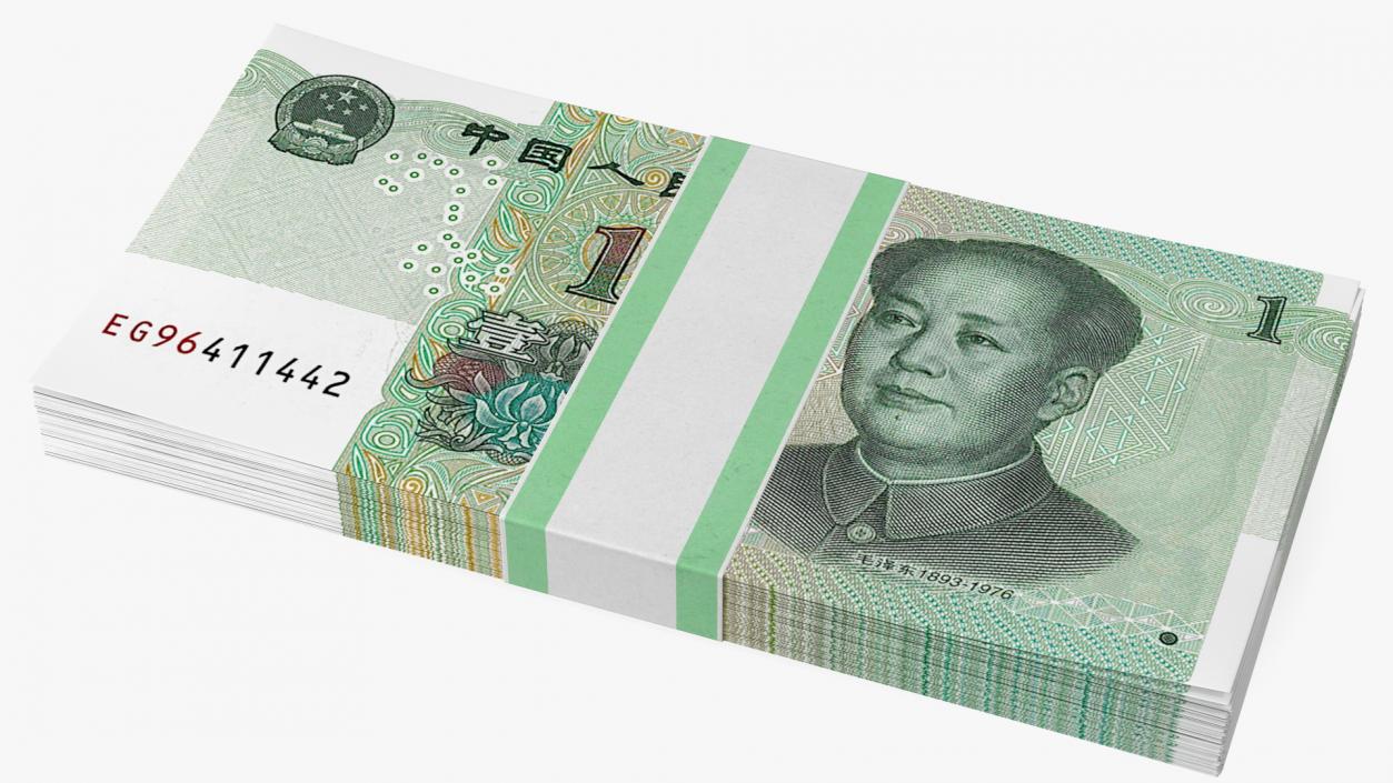 Pack of Chinese 1 Yuan 2019 Banknotes 3D