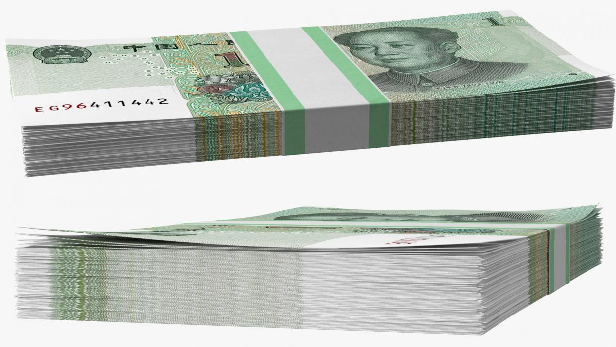 Pack of Chinese 1 Yuan 2019 Banknotes 3D