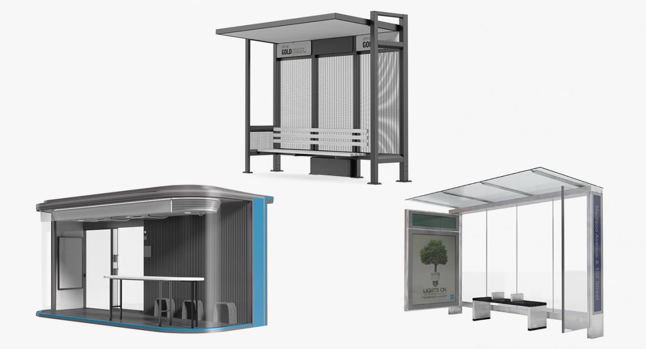 Bus Stops Collection 2 3D