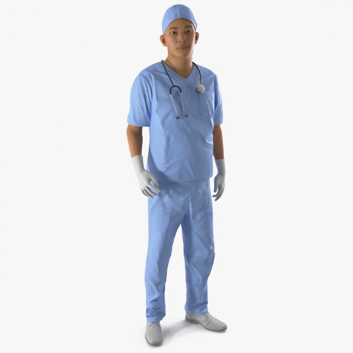 3D model Young Asian Male Doctor Rigged