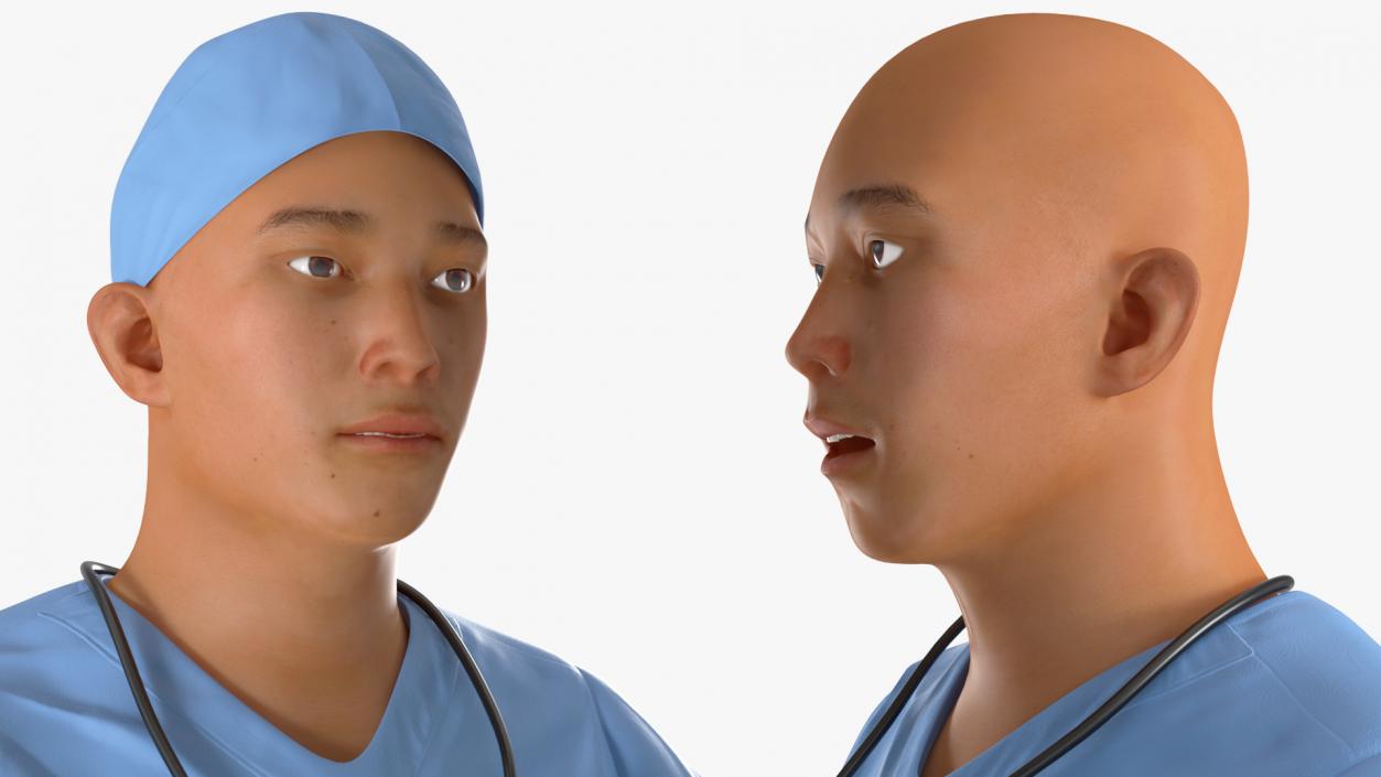 3D model Young Asian Male Doctor Rigged