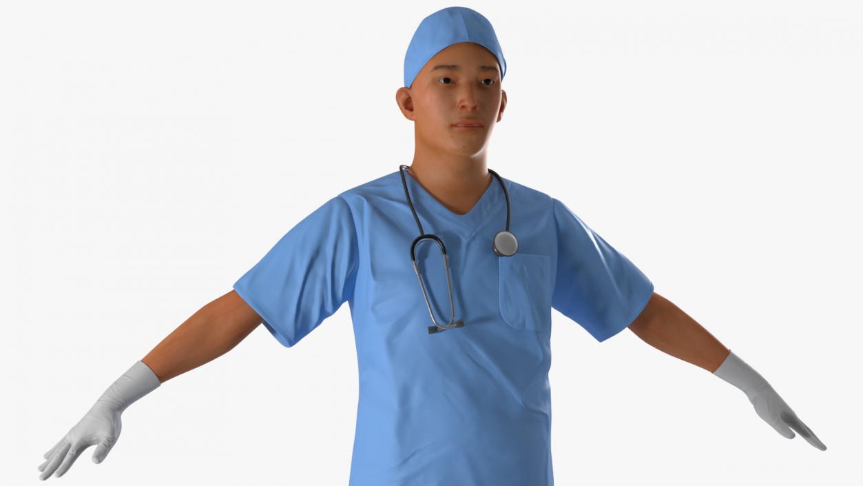 3D model Young Asian Male Doctor Rigged