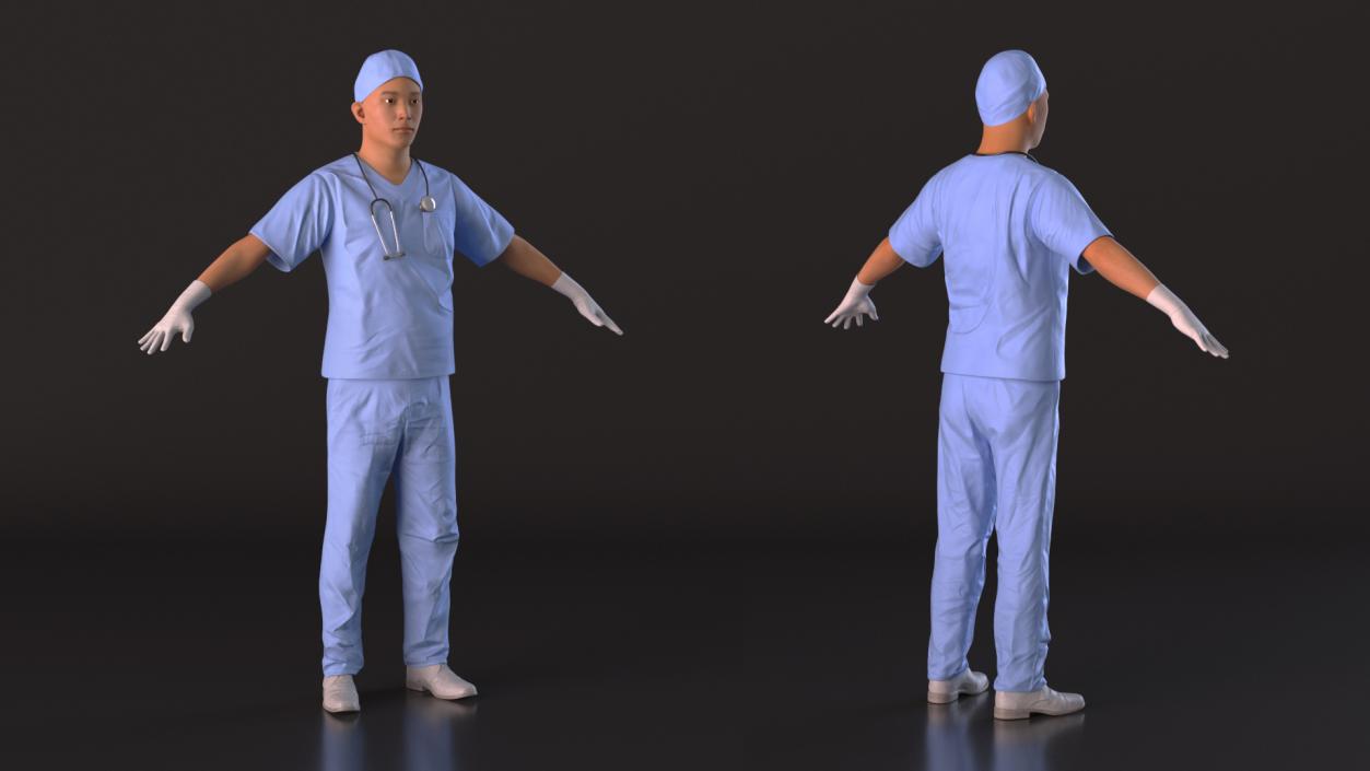 3D model Young Asian Male Doctor Rigged