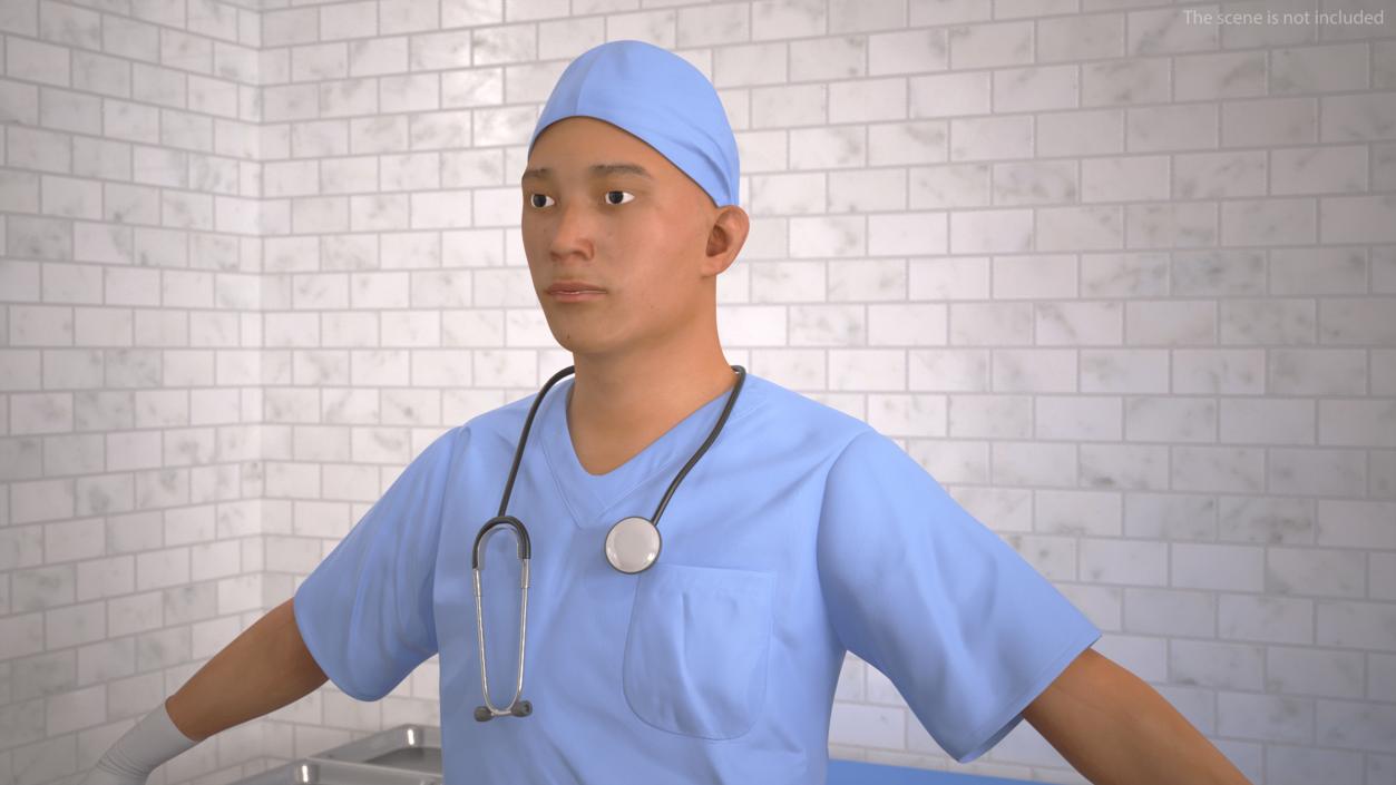 3D model Young Asian Male Doctor Rigged