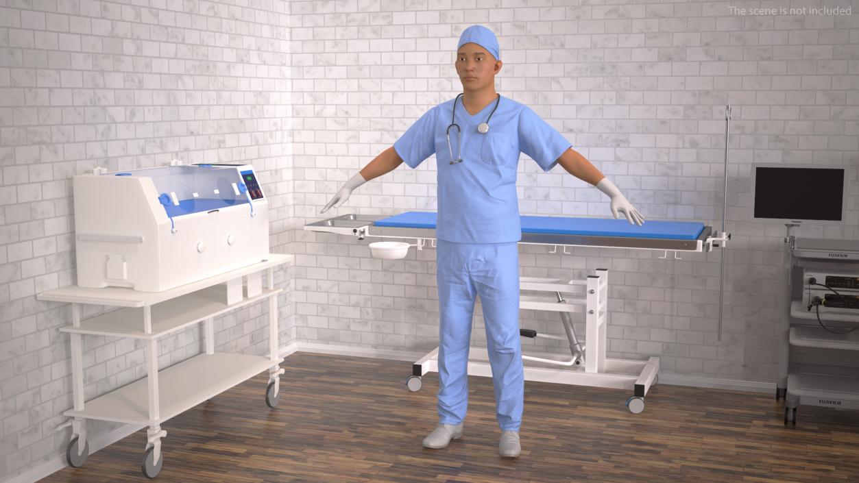 3D model Young Asian Male Doctor Rigged