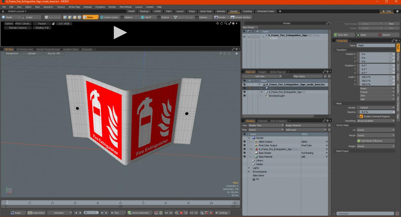 3D model A Frame Fire Extinguisher Sign