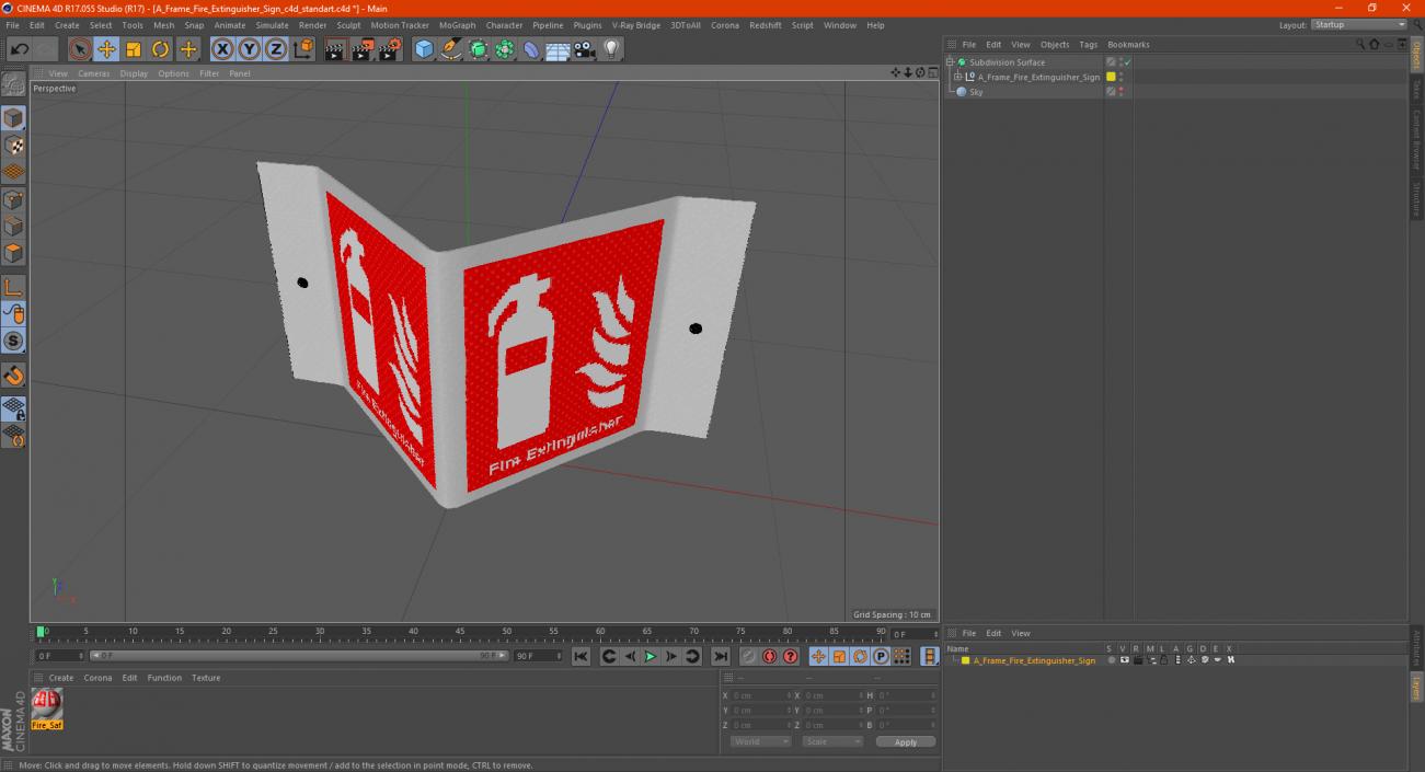 3D model A Frame Fire Extinguisher Sign
