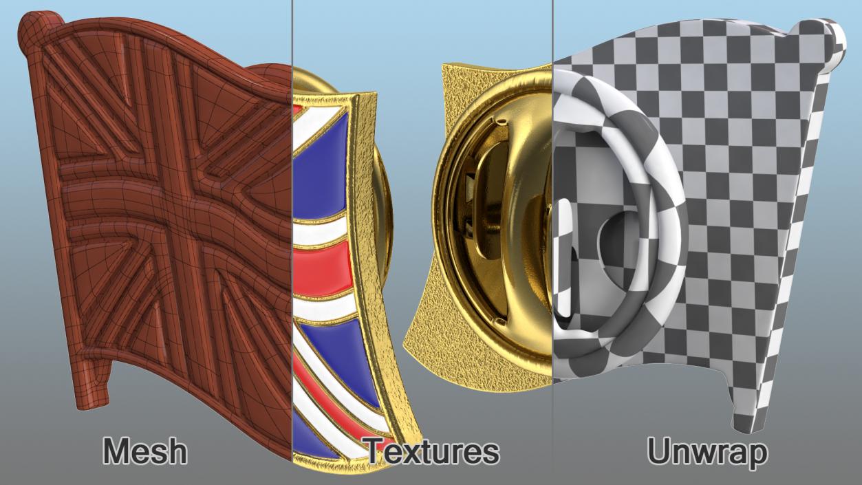 3D Flag Lapel Pins Collection 2 model