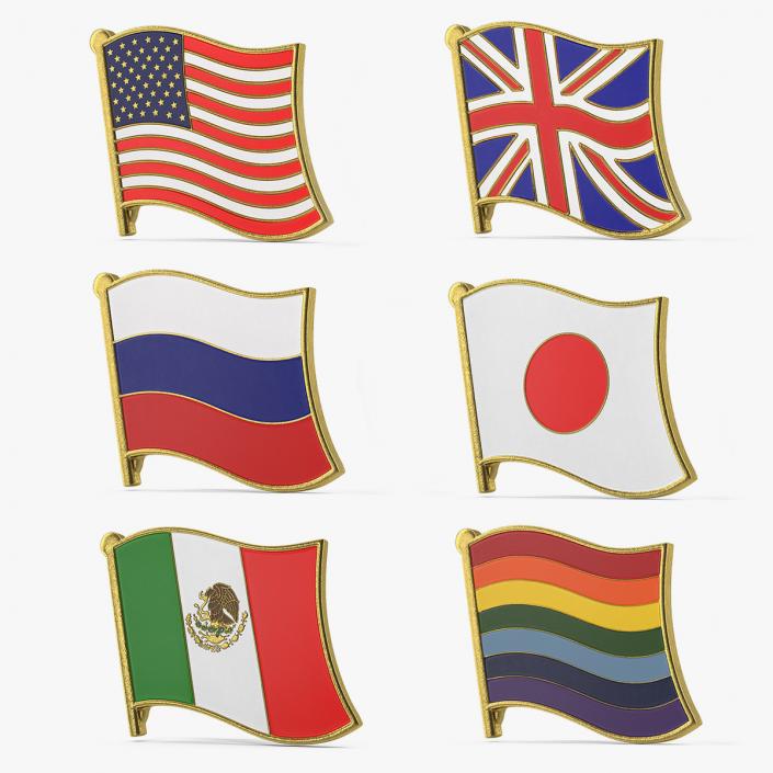 3D Flag Lapel Pins Collection 2 model