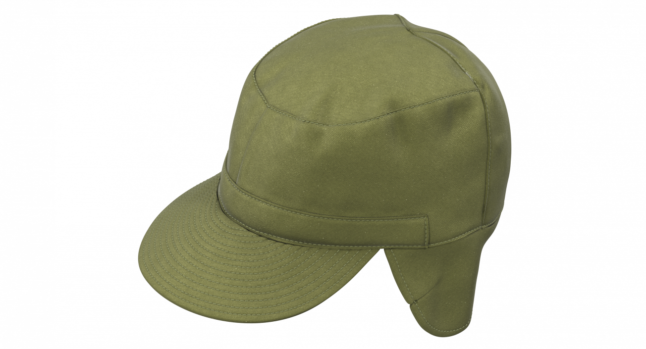 3D model Field Cap with Earflaps Olive Green