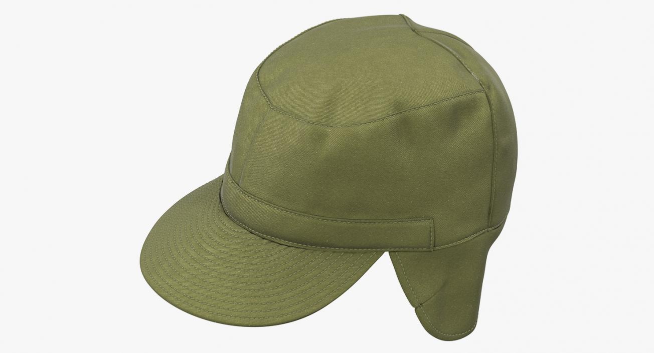 3D model Field Cap with Earflaps Olive Green