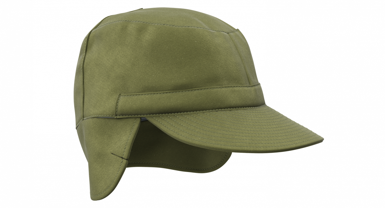 3D model Field Cap with Earflaps Olive Green