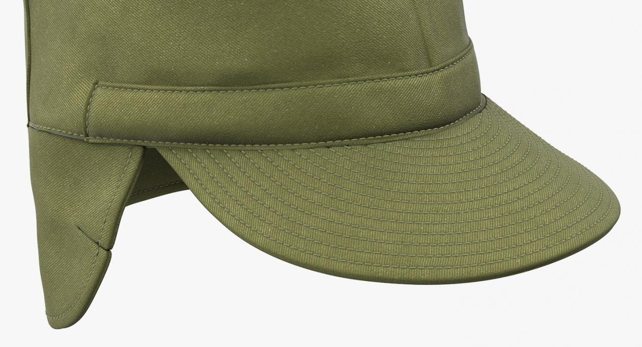 3D model Field Cap with Earflaps Olive Green