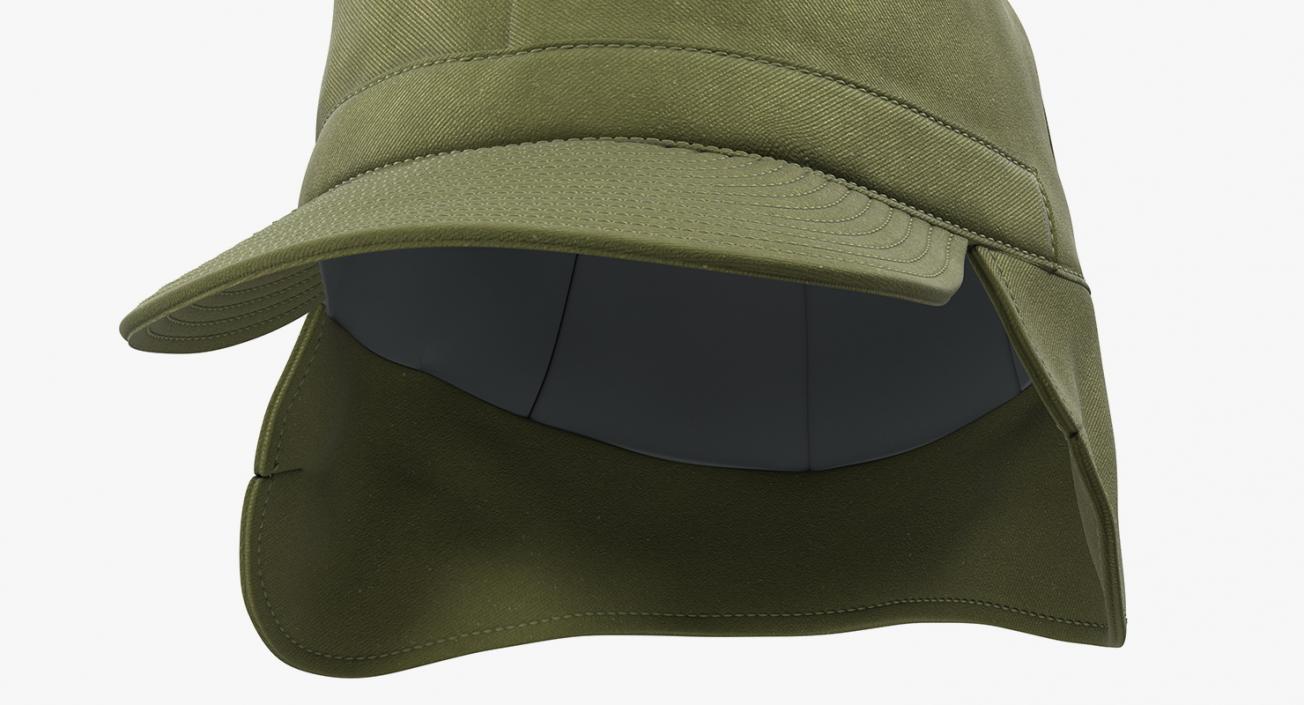 3D model Field Cap with Earflaps Olive Green