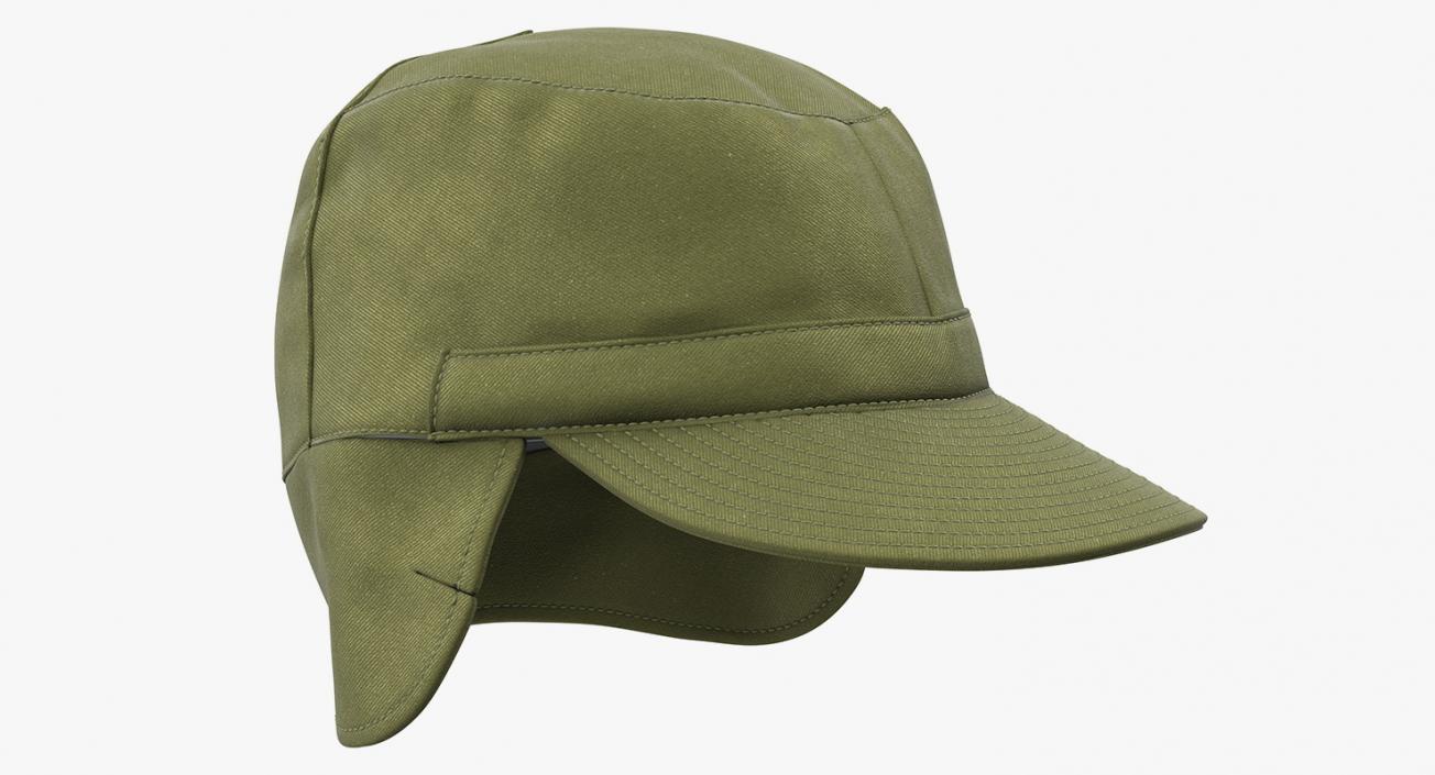 3D model Field Cap with Earflaps Olive Green