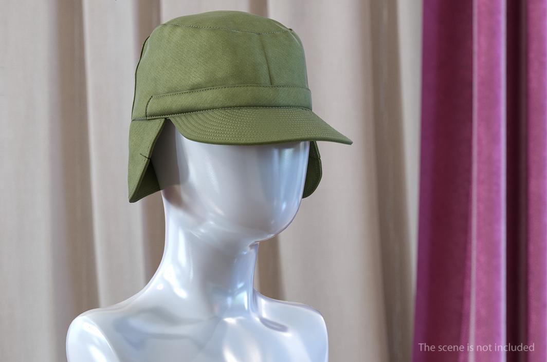 3D model Field Cap with Earflaps Olive Green