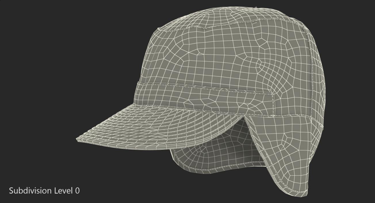 3D model Field Cap with Earflaps Olive Green