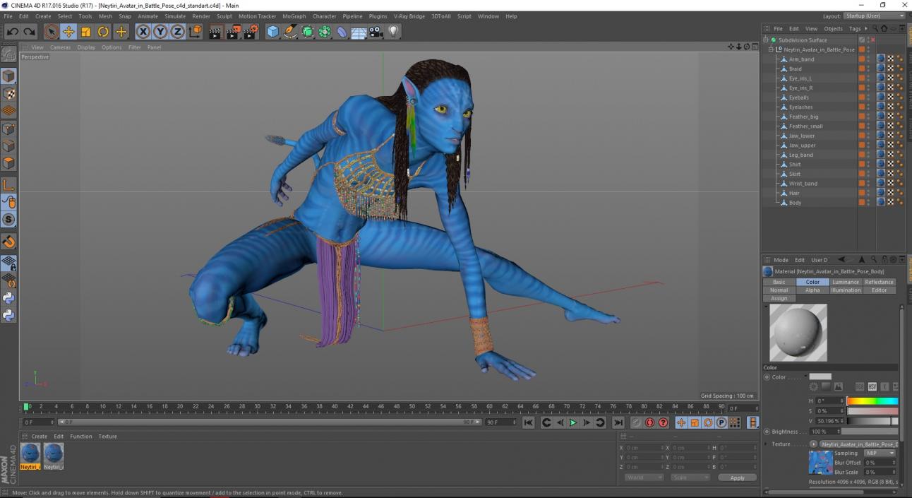 Neytiri Avatar in Battle Pose 3D model