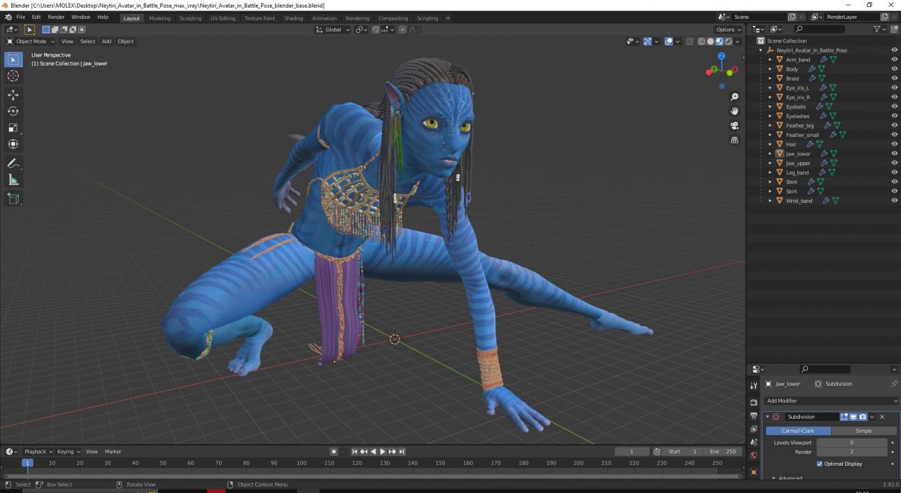 Neytiri Avatar in Battle Pose 3D model