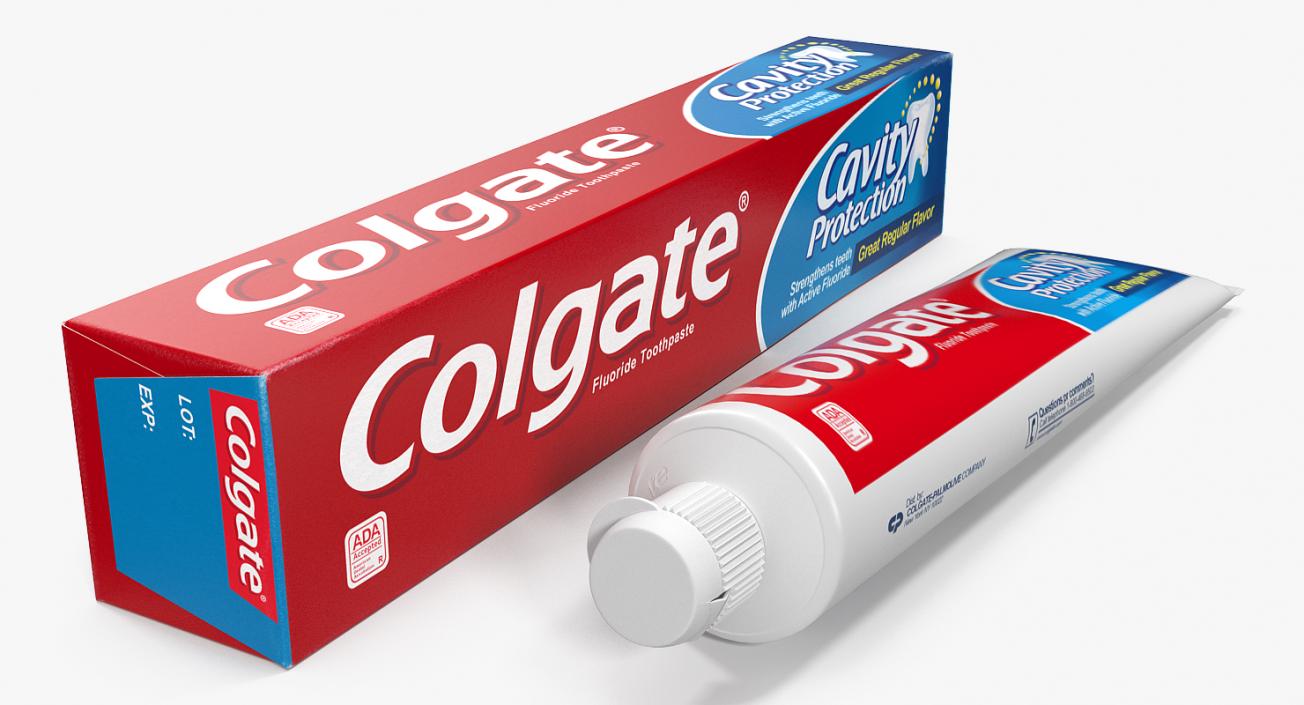 3D Colgate Toothpaste Box and Tube