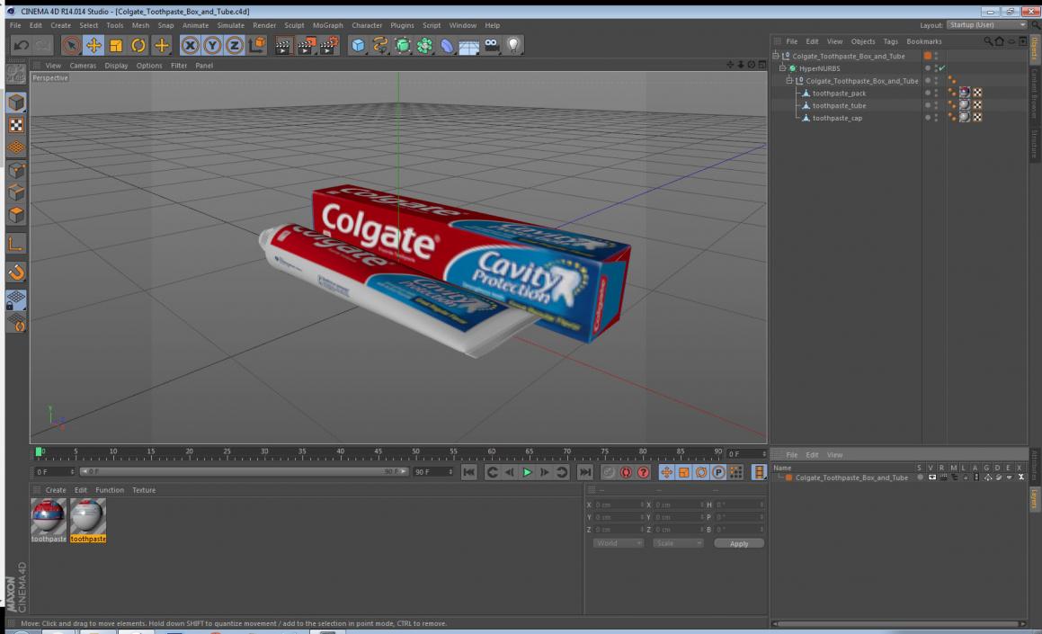 3D Colgate Toothpaste Box and Tube