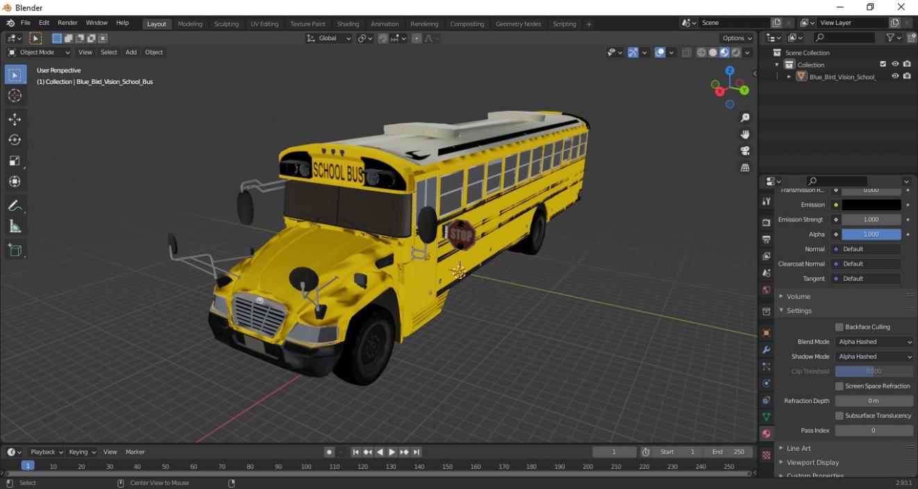 Blue Bird Vision School Bus 3D