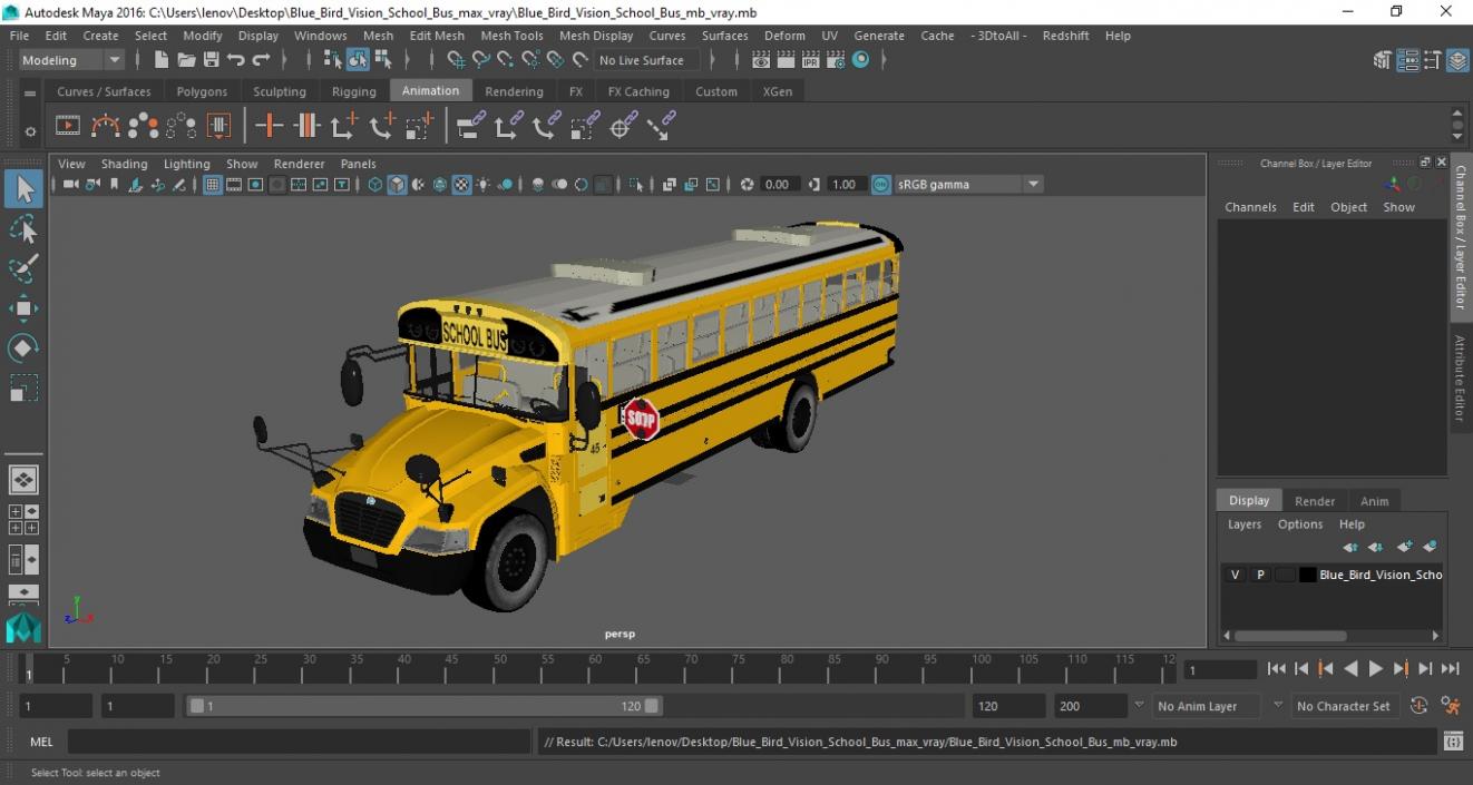 Blue Bird Vision School Bus 3D